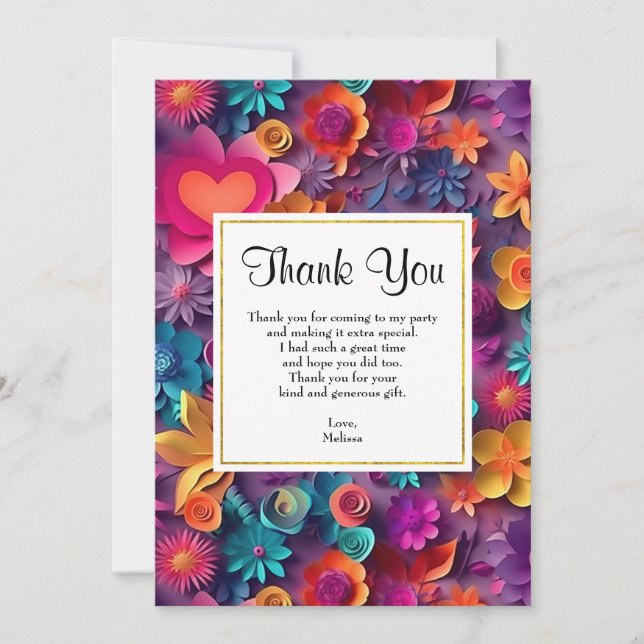 Colorful Spring Flowers Pattern Thank You Card (Front)