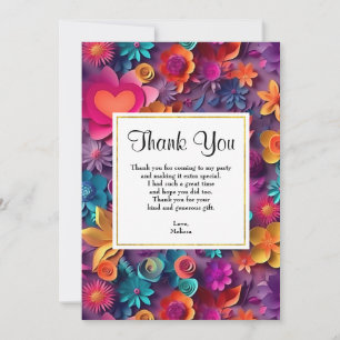 Colorful Spring Flowers Pattern Thank You Card