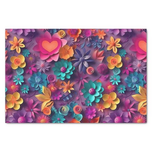 Colorful Spring Flowers Pattern Tissue Paper