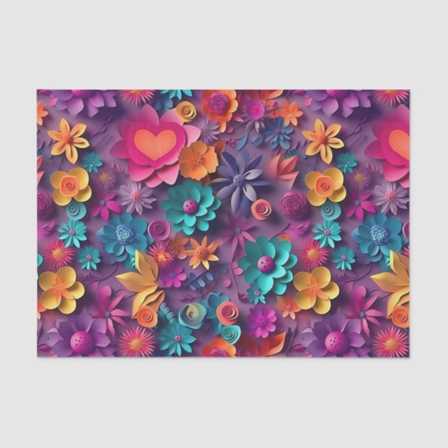 Colorful Spring Flowers Pattern Tissue Paper (Front)