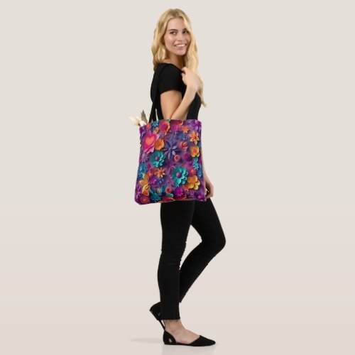 Colorful Spring Flowers Pattern Tote Bag