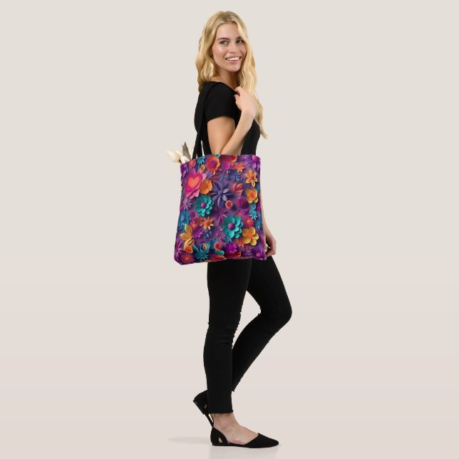 Colorful Spring Flowers Pattern Tote Bag (On Model)