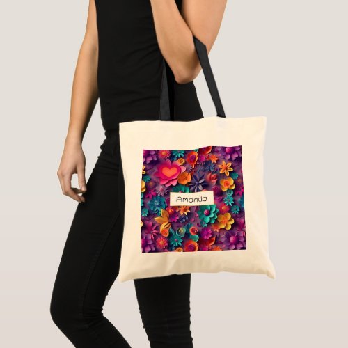 Colorful Spring Flowers Pattern Tote Bag