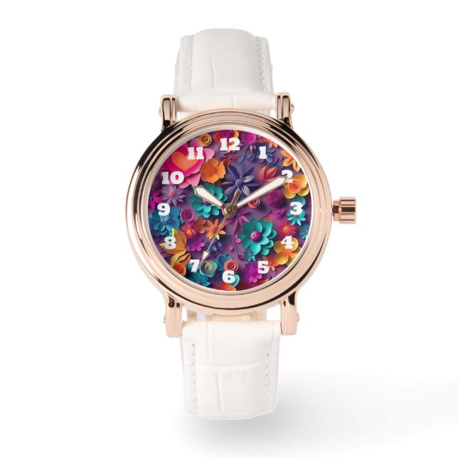 Colorful Spring Flowers Pattern Watch (Front)
