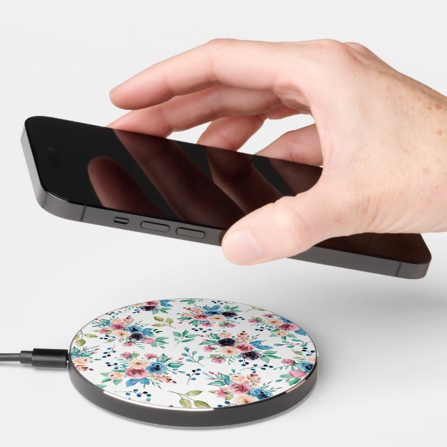 Colorful spring flowers pattern wireless charger  (Hand)