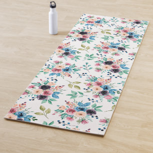 Colorful spring flowers pattern yoga mat