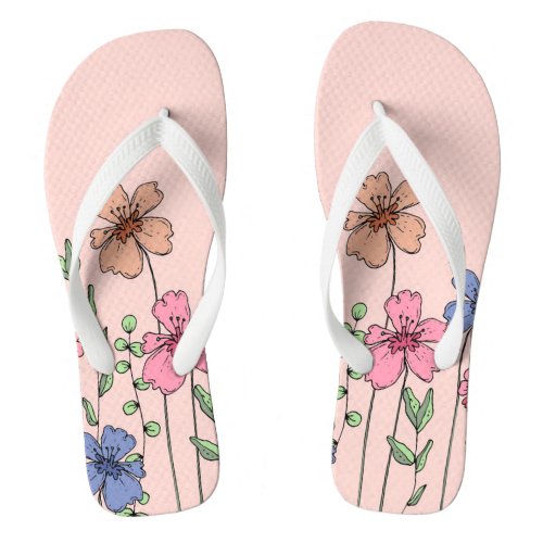 colorful spring flowers pink flip flops