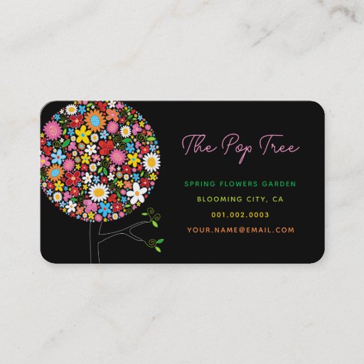 Customizable fatfatin Spring Flowers Pop Tree Businesscard Business Card