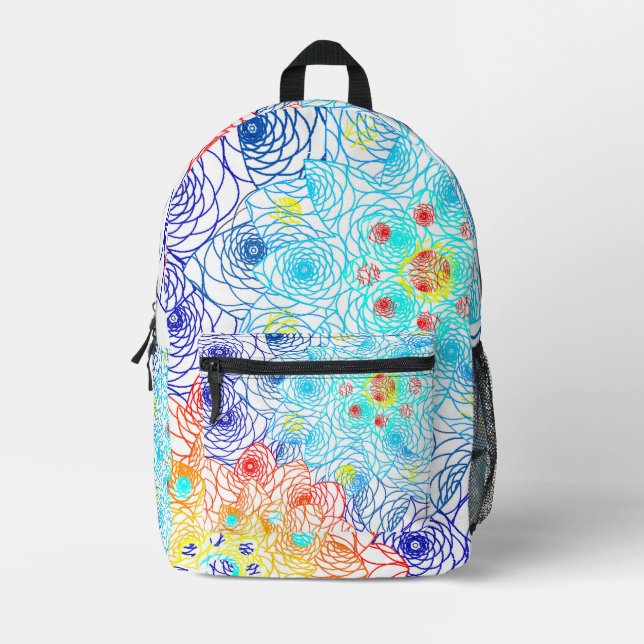 Colorful Spring Flowers Printed Backpack (Front)