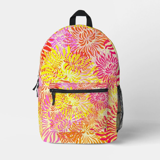 Colorful Spring Flowers Printed Backpack (Front)