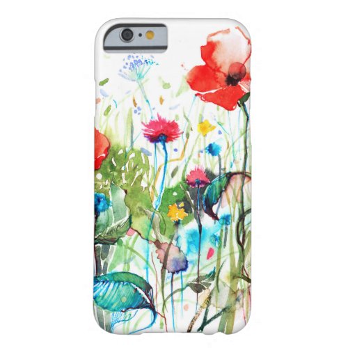 Colorful Spring Flowers  Red Poppys Watercolors Barely There iPhone 6 Case