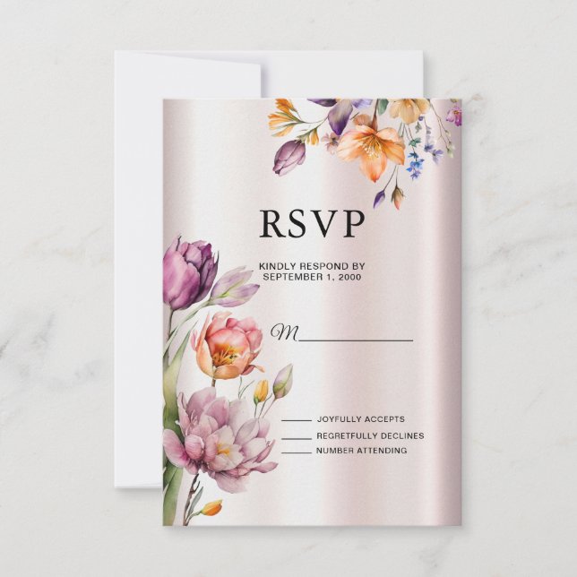 Colorful Spring Flowers RSVP Card (Front)