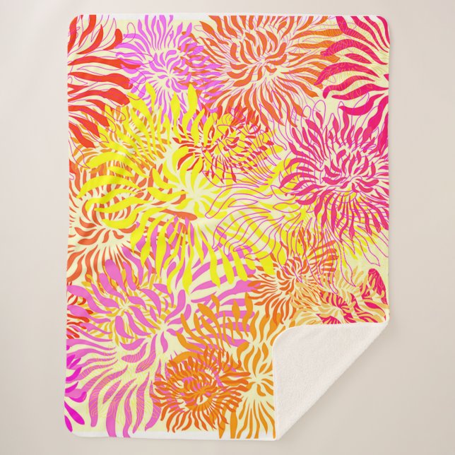 Colorful Spring Flowers Sherpa Blanket (Front)