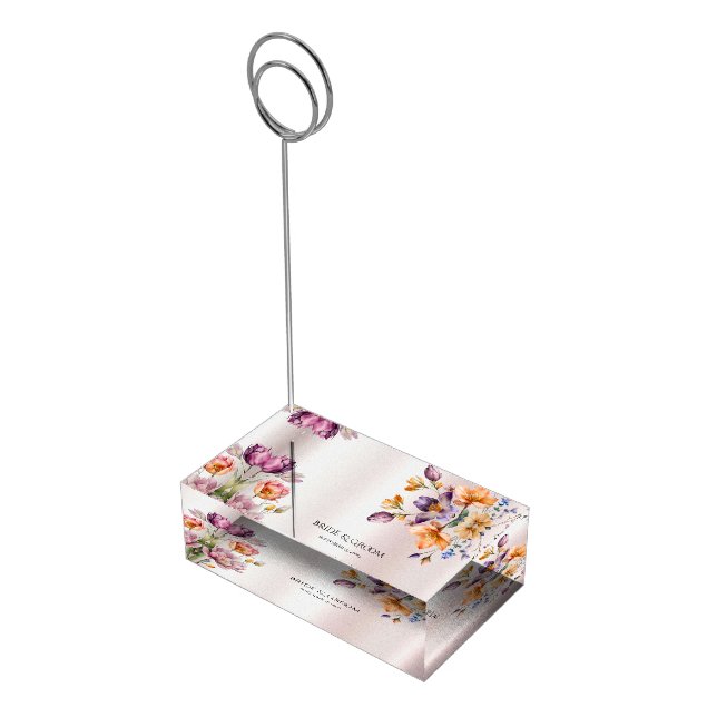 Colorful Spring Flowers Table Card Holder (Corner)