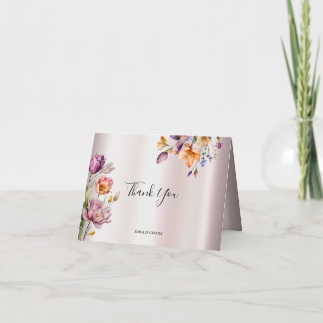 Colorful Spring Flowers Thank You Card (Front)