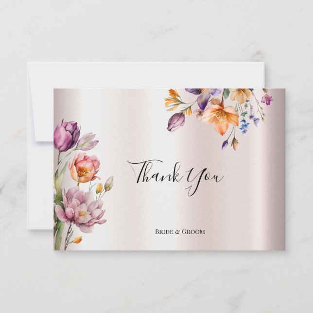 Colorful Spring Flowers Thank You Card (Front)