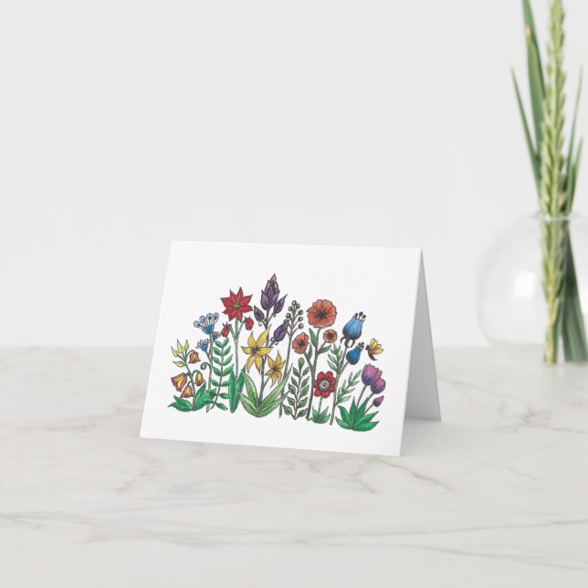 Colorful spring flowers Thank you card (Front)