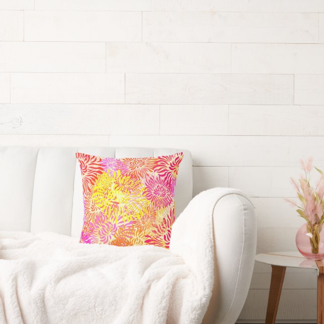 Colorful Spring Flowers Throw Pillow (Couch)