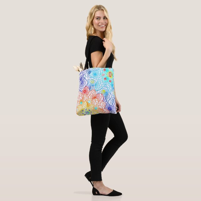 Colorful Spring Flowers Tote Bag (On Model)
