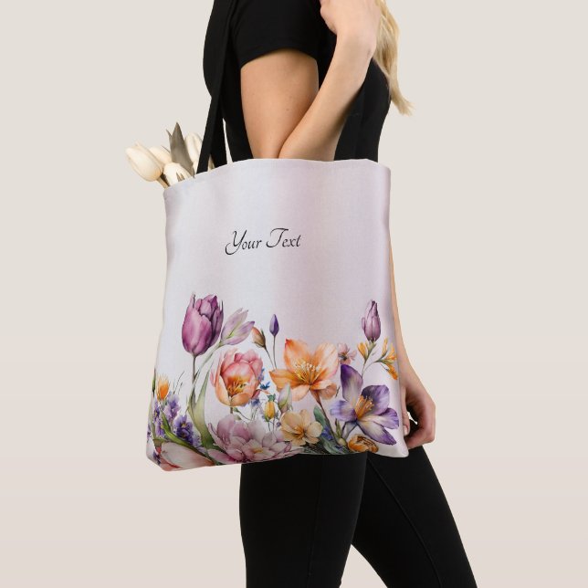 Colorful Spring Flowers Tote Bag (Close Up)