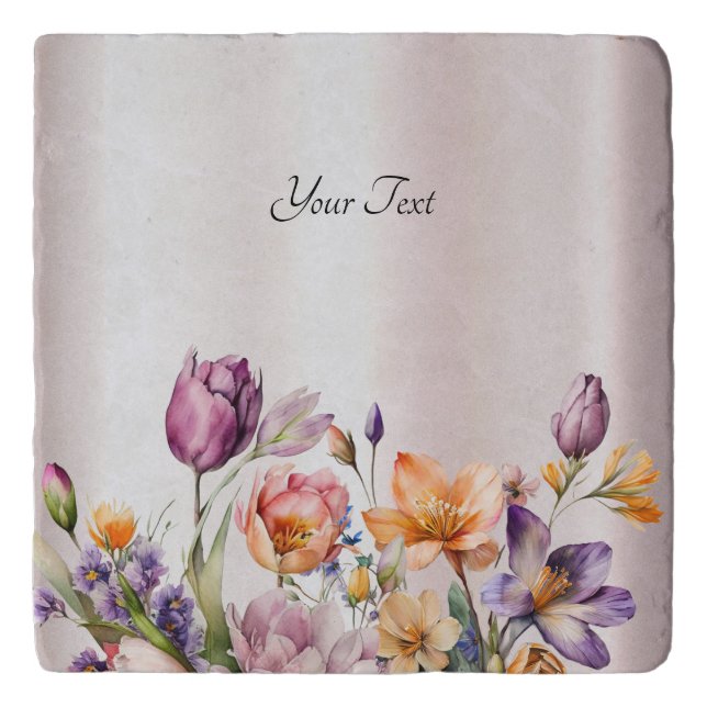 Colorful Spring Flowers Trivet (Front)