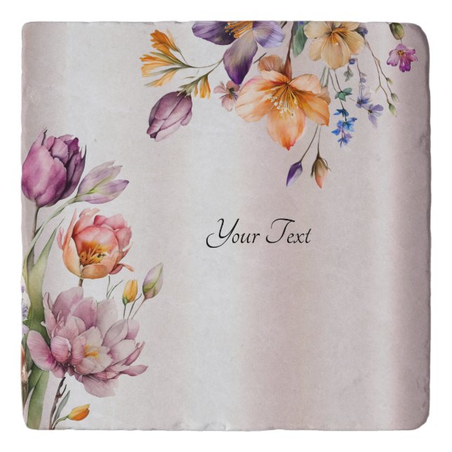 Colorful Spring Flowers Trivet (Front)