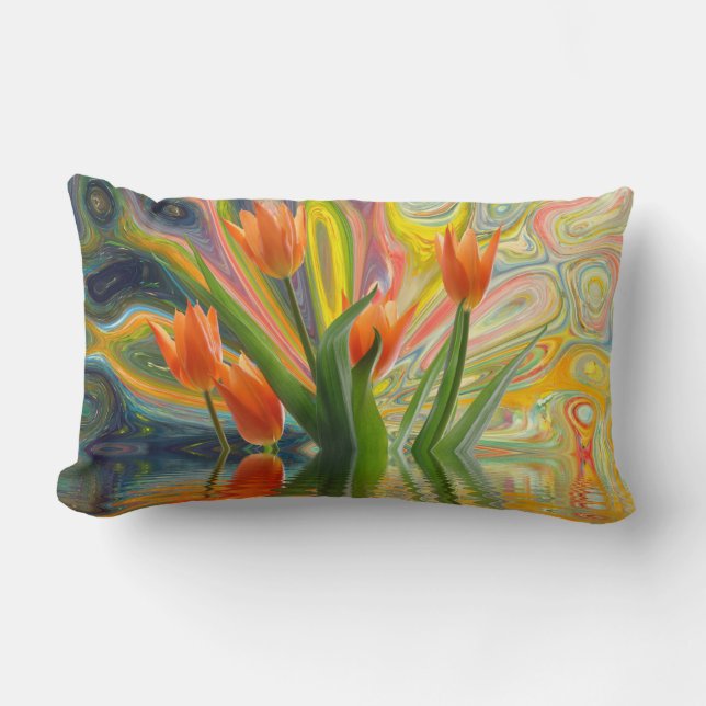 Colorful Spring Flowers Tulips Lumbar Pillow (Front)