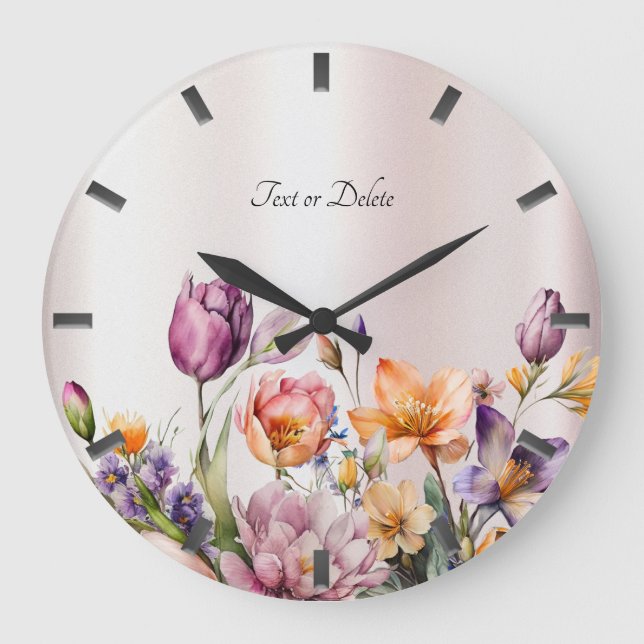 Colorful Spring Flowers Wall Clock (Front)