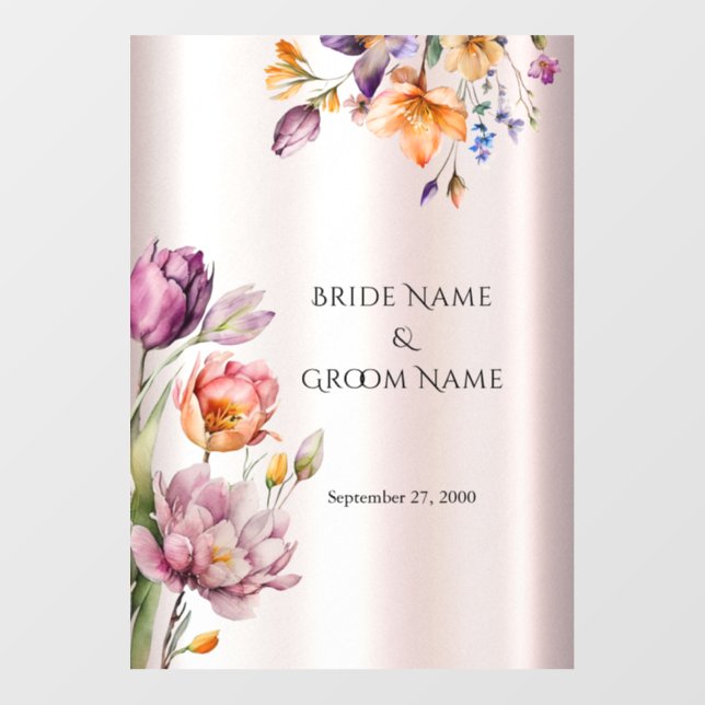 Colorful Spring Flowers Wedding Floor Decal (Front)