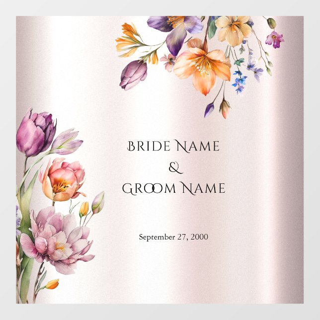 Colorful Spring Flowers Wedding Floor Decal (Front)