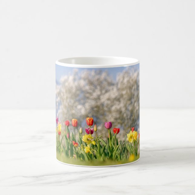 Colorful Spring Flowers with Tulips and Daffodils  Coffee Mug (Center)