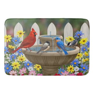 Colorful Spring Garden Bird Bath
