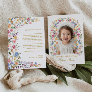 Colorful Spring Garden Floral Birthday Photo Card