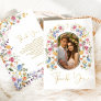 Colorful Spring Garden Flowers Wedding Photo Thank You Card
