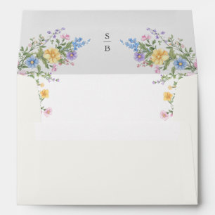 Colorful Spring Garden Wildflower  Floral Wedding  Envelope