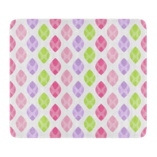 Colorful Spring Leaves Pink Green Purple Pattern Cutting Board