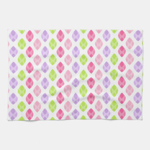 Colorful Spring Leaves Pink Green Purple Pattern Towel