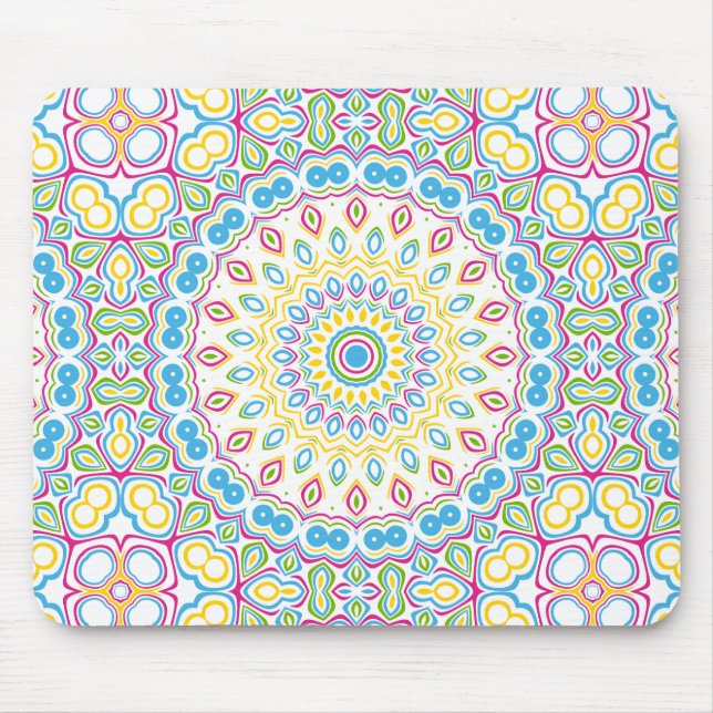 Colorful Spring Mandala Medallion Mouse Pad (Front)