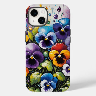 Colorful Spring Pansies and Gems Case-Mate iPhone 14 Case