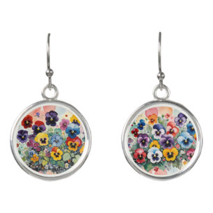 Colorful Spring Pansies Earrings