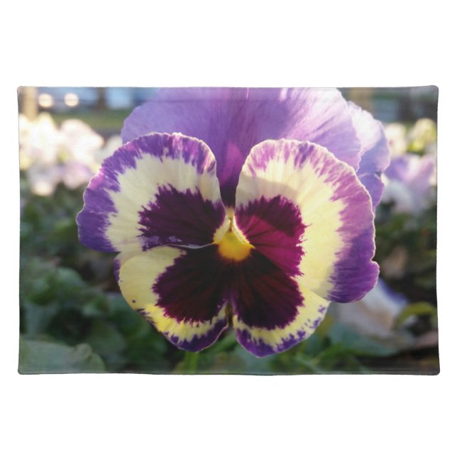 colorful spring Pansy Cloth Placemat (Front)