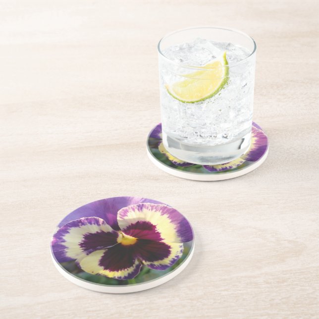 colorful spring Pansy Coaster (Side)