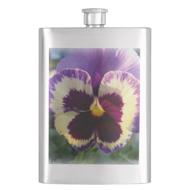colorful spring Pansy Flask (Front)
