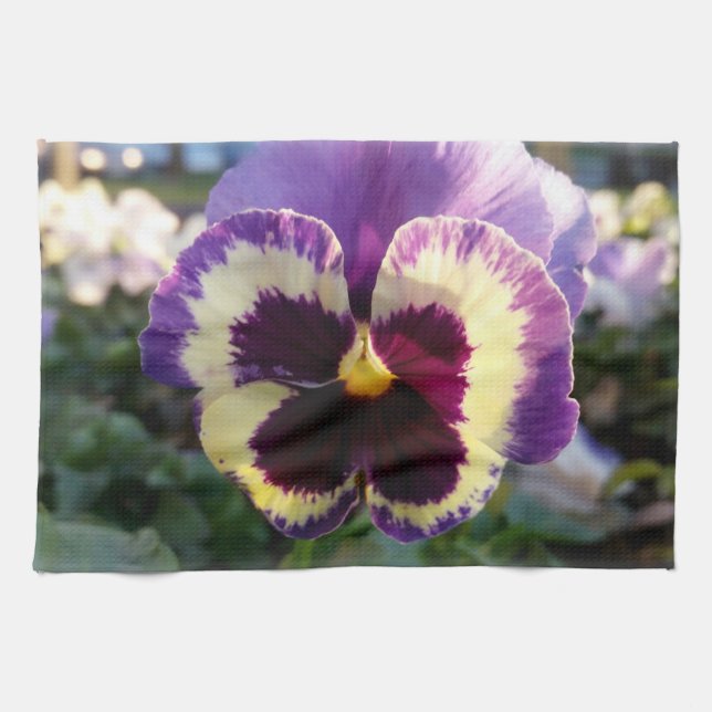 colorful spring Pansy Kitchen Towel (Horizontal)