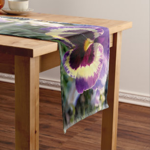 colorful spring Pansy Short Table Runner
