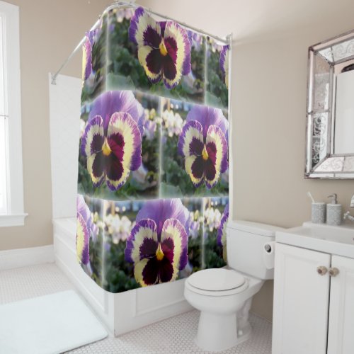 colorful spring Pansy Shower Curtain