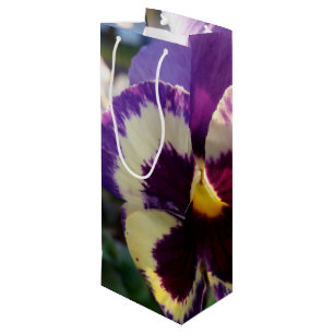 colorful spring Pansy Wine Gift Bag