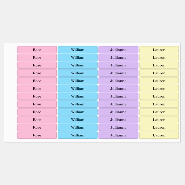 Colorful Spring Pastel Name Labels (Sheet)