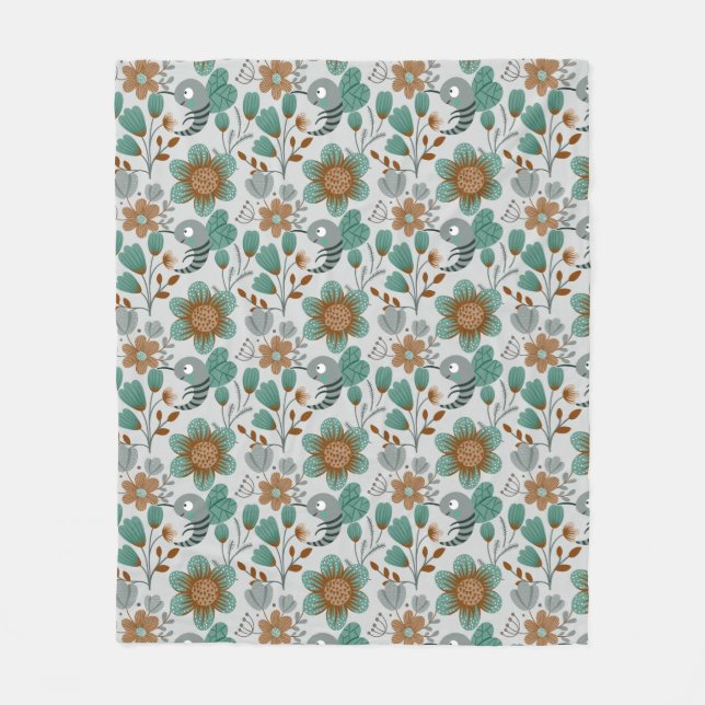 Colorful Spring Pattern Fleece Blanket (Front)