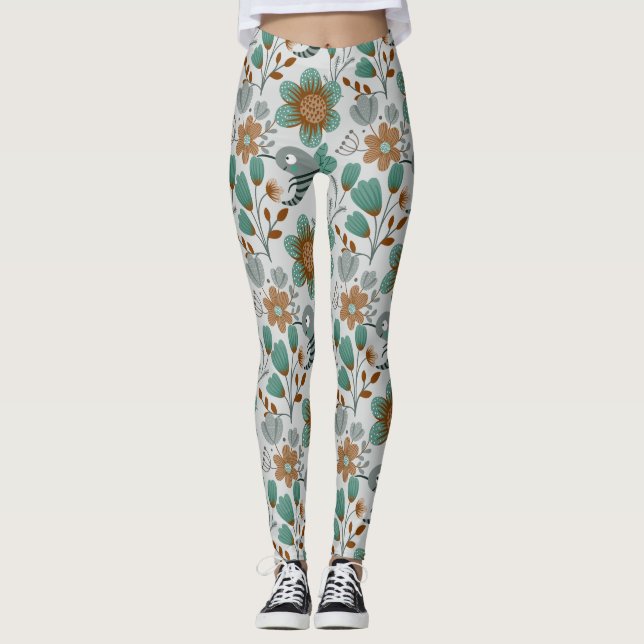 Colorful Spring Pattern Leggings (Front)